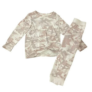 3T 90 Degree Pink Camouflage Matching Set, Athleisure, Long Sleeve, Lightweight